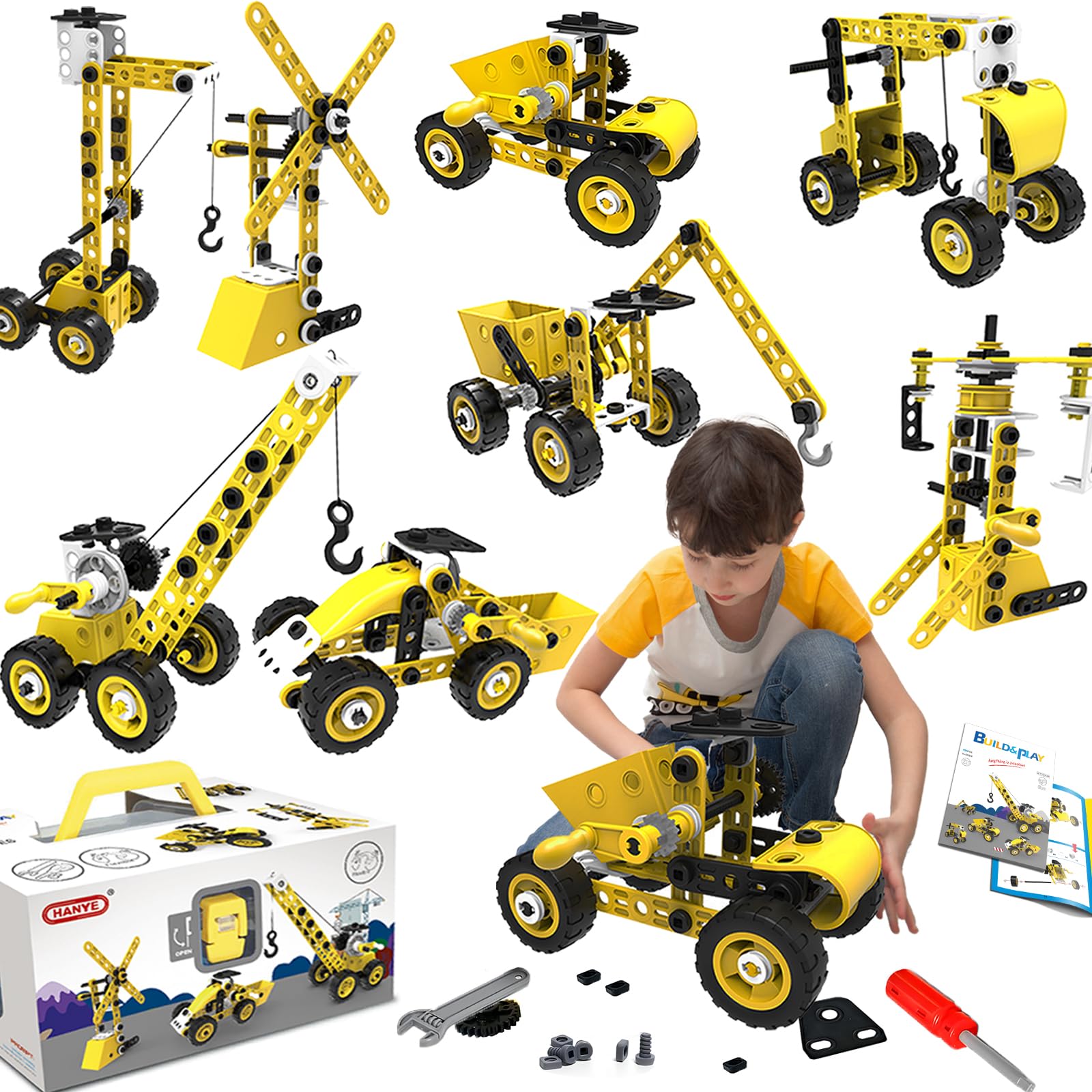 choopheme Stem Toys for 5 6 7 8 9+ Year Old Building Block Kit Stem Activities Projects Boy Toys Age 4-8 5-7 6-8 8-10 Creative Set Educational Engineering Excavator Construction Fun Birthday