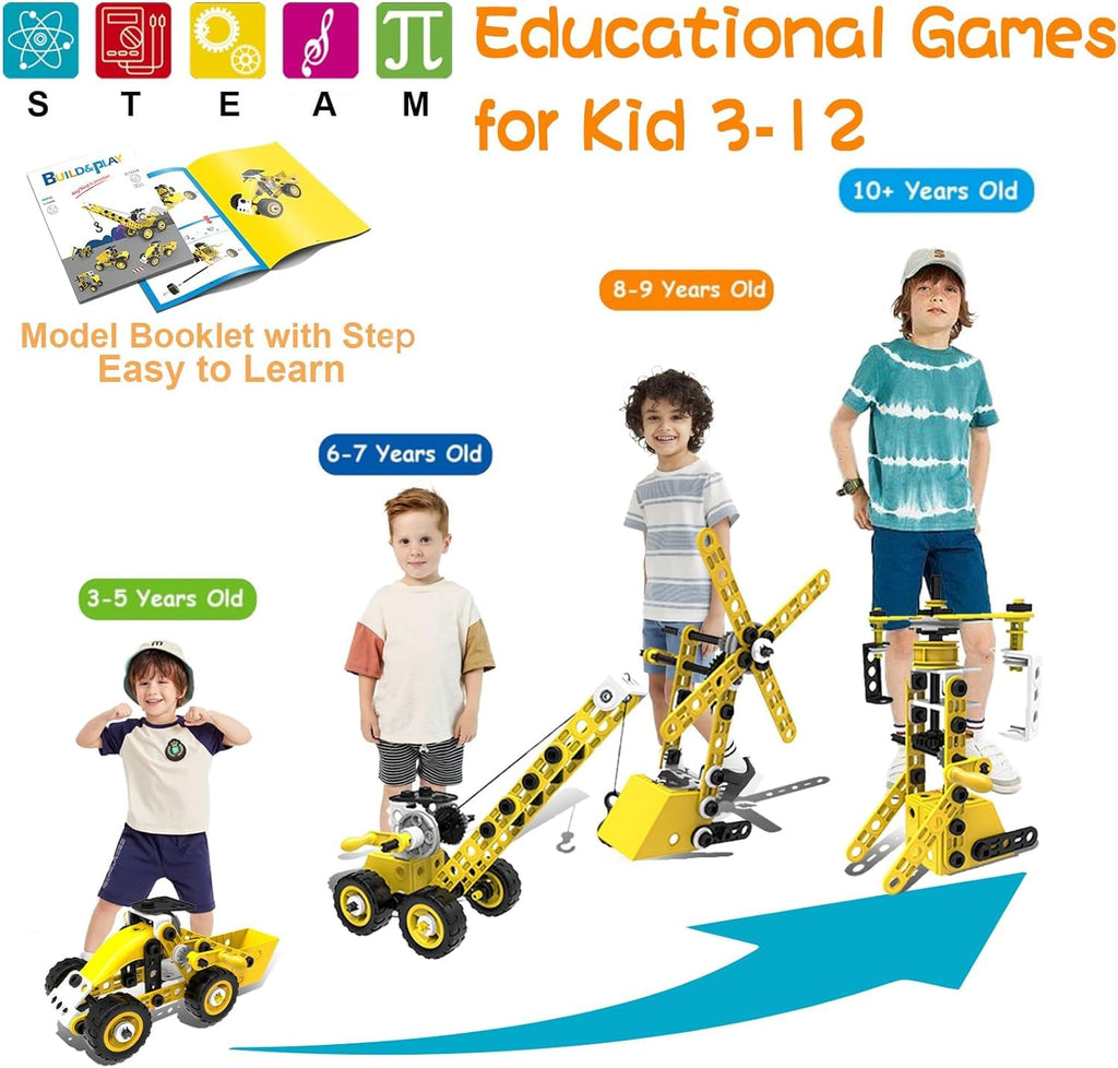 choopheme Stem Toys for 5 6 7 8 9+ Year Old Building Block Kit Stem Activities Projects Boy Toys Age 4-8 5-7 6-8 8-10 Creative Set Educational Engineering Excavator Construction Fun Birthday