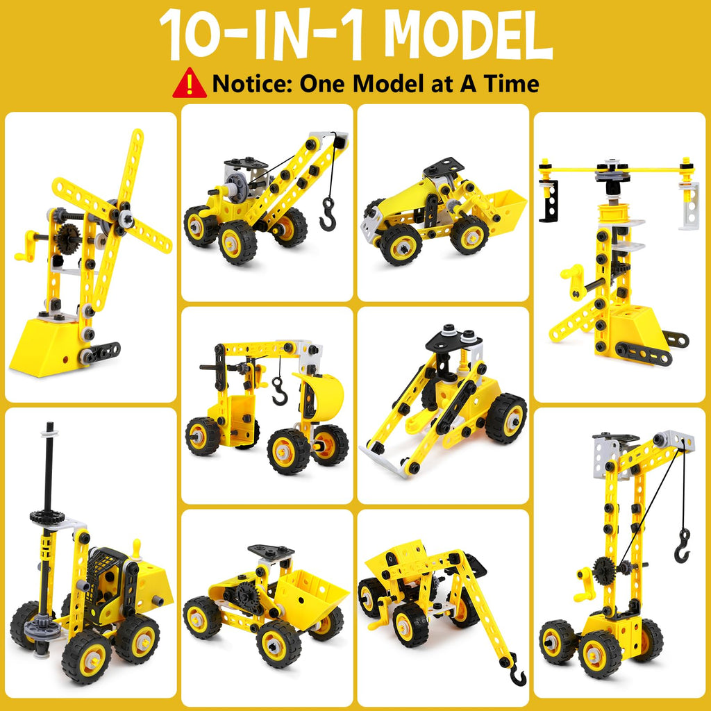 choopheme Stem Toys for 5 6 7 8 9+ Year Old Building Block Kit Stem Activities Projects Boy Toys Age 4-8 5-7 6-8 8-10 Creative Set Educational Engineering Excavator Construction Fun Birthday