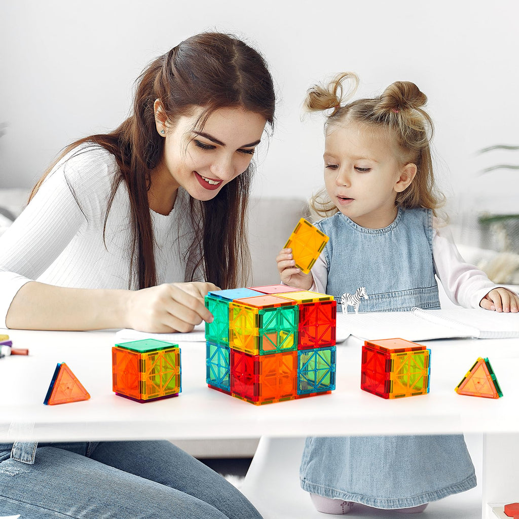 FNJO Magnetic Tiles, 110PCS Magnet Building Set, Magnetic Building Blocks,Construction STEM Learning and Playing Toys for Kids, Montessori Toy for Preschool Boys Girls Toddlers Classroom Must-Haves